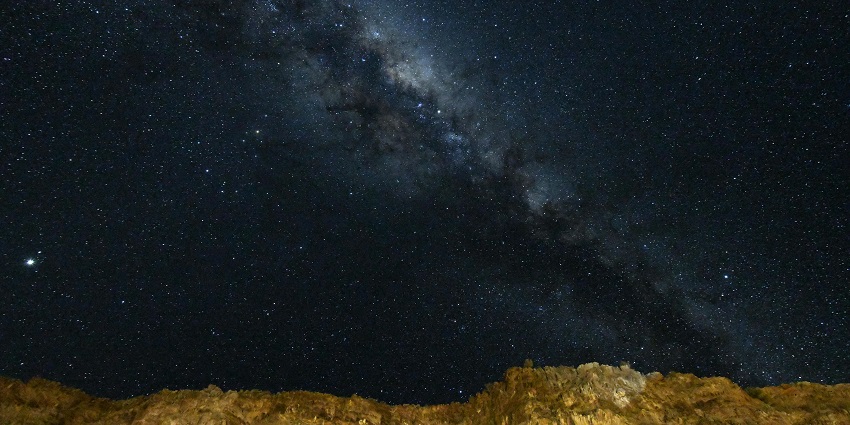 The Milky Way galaxy at night with vibrant and bright colourful stars, displaying Mauritius nightlife.
